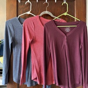 Trio of Long Sleeve V-Neck Tops